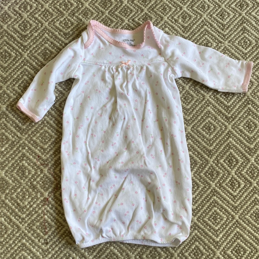 Little Me newborn gown with pink roses